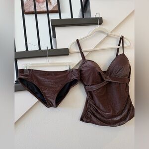 NWOT Soma Brown Shimmer Tankini Set